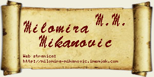 Milomira Mikanović vizit kartica